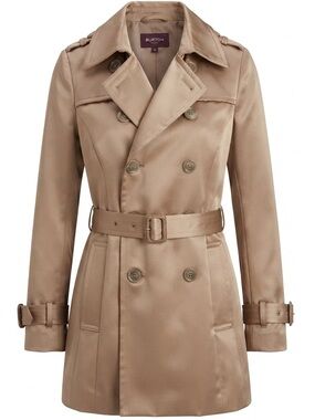 Burton of London Classic Double-Breasted Camel Trench Coat Size 40